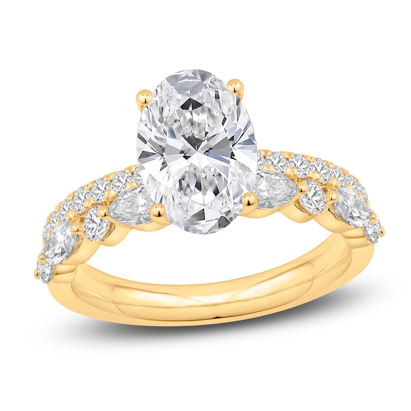 Main Image 1 of Certified Oval-Cut Lab-Grown Diamond Engagement Ring 2-3/4 ct tw 14K Yellow Gold