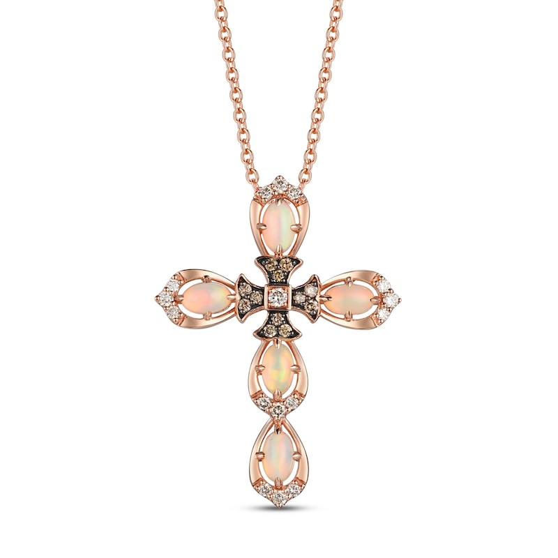 Main Image 1 of Le Vian Natural Opal Necklace 1/4 ct tw Diamonds 14K Strawberry Gold