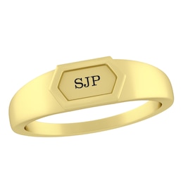 Signet Hexagon Border Monogram Ring (3 Initials)
