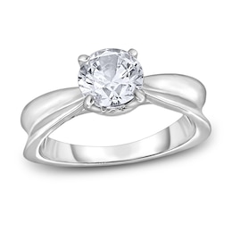 Diamond Solitaire Concave Engagement Ring 1-1/2 ct tw Round 14K White Gold (I2/I)