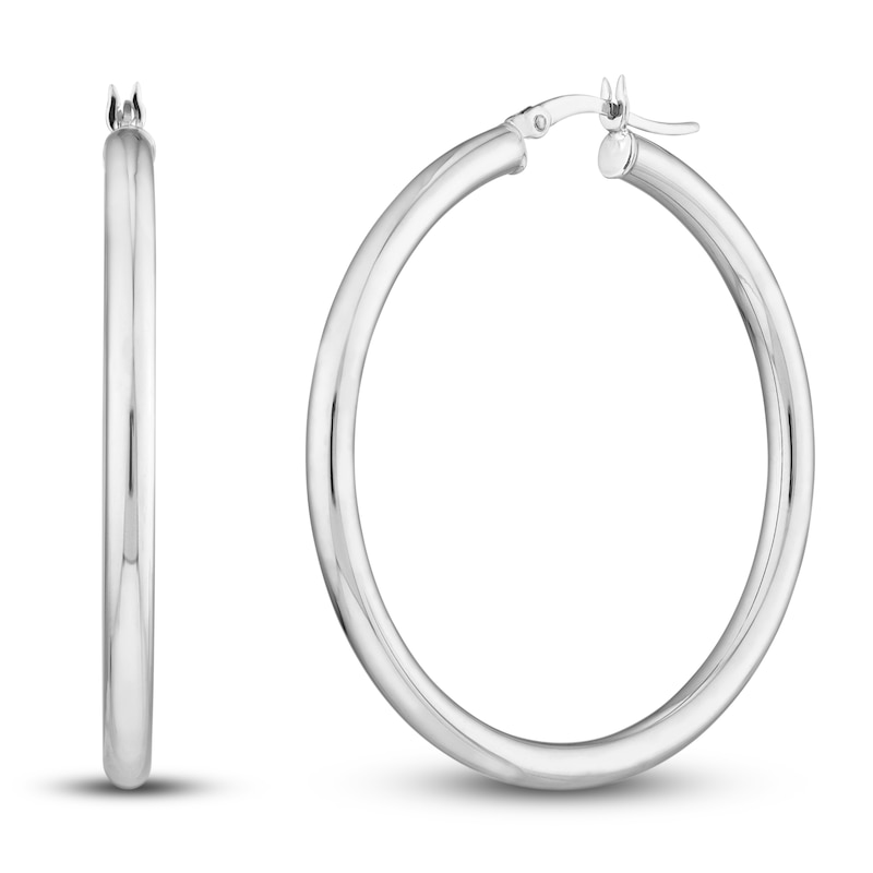 Main Image 1 of Polished Hoop Earrings 14K White Gold 40mm