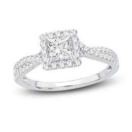 Diamond Engagement Ring 1 ct tw Princess/Round 14K White Gold