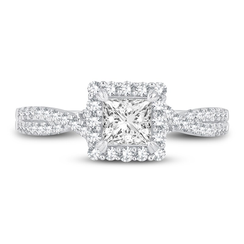 Main Image 3 of Diamond Engagement Ring 1 ct tw Princess/Round 14K White Gold