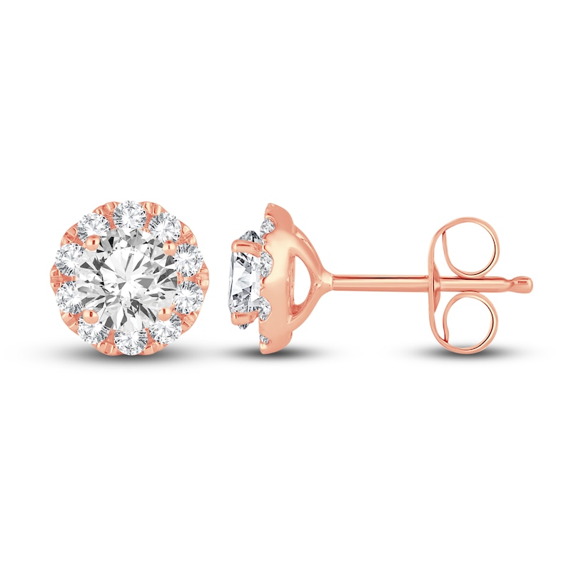 Main Image 2 of Diamond Stud Earrings 1 ct tw Round 14K Rose Gold
