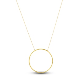 Large Circle Station Necklace 14K Yellow Gold 16" Adj.