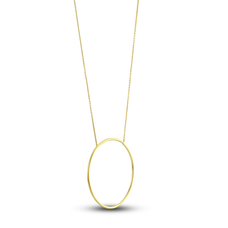 Main Image 2 of Large Circle Station Necklace 14K Yellow Gold 16" Adj.