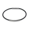 Marco Dal Maso Men's Thin Black Leather Bracelet Sterling Silver 8"