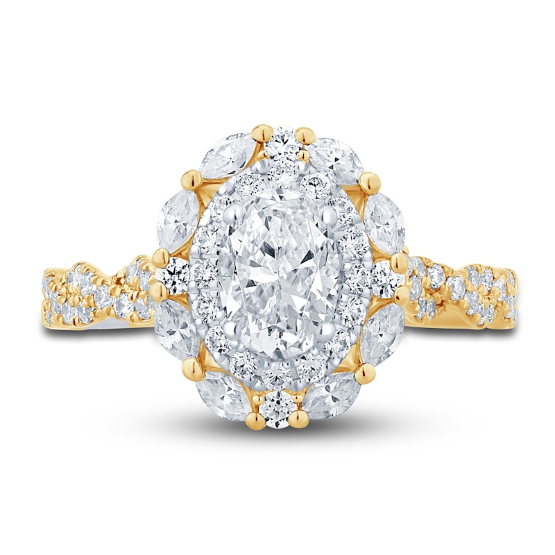 Main Image 3 of Pnina Tornai Diamond Engagement Ring 1-1/2 ct tw Oval/Marquise/ Round 14K Yellow Gold