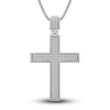 Thumbnail Image 0 of Men's Diamond Cross Pendant Necklace 1 ct tw Round Sterling Silver