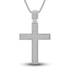 Thumbnail Image 1 of Men's Diamond Cross Pendant Necklace 1 ct tw Round Sterling Silver