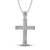 Thumbnail Image 3 of Men's Diamond Cross Pendant Necklace 1 ct tw Round Sterling Silver