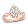 Thumbnail Image 1 of Diamond Double Halo Engagement Ring 1 ct tw Pear/Round 14K Rose Gold