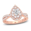 Thumbnail Image 0 of Diamond Double Halo Engagement Ring 1 ct tw Pear/Round 14K Rose Gold