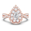 Diamond Double Halo Engagement Ring 1 ct tw Pear/Round 14K Rose Gold