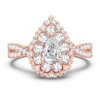 Thumbnail Image 3 of Diamond Double Halo Engagement Ring 1 ct tw Pear/Round 14K Rose Gold