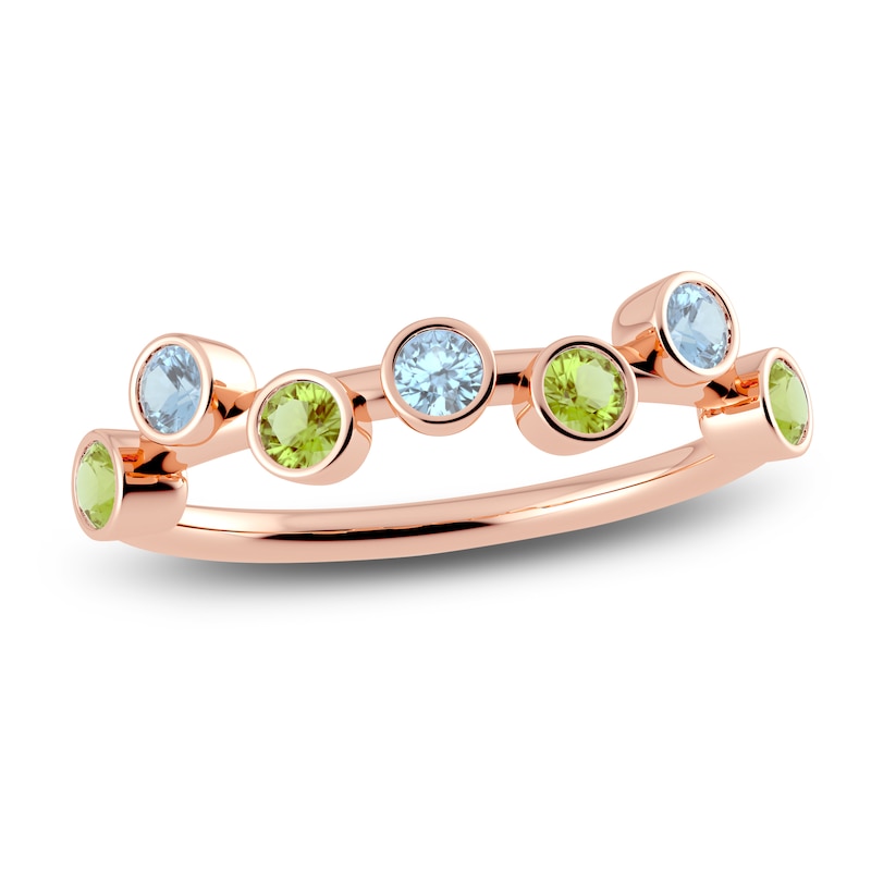 Main Image 1 of Juliette Maison Natural Aquamarine & Natural Peridot Ring 10K Rose Gold