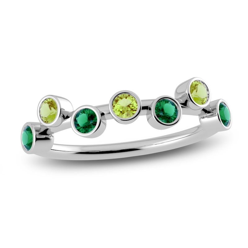 Main Image 1 of Juliette Maison Natural Emerald & Natural Peridot Ring 10K White Gold