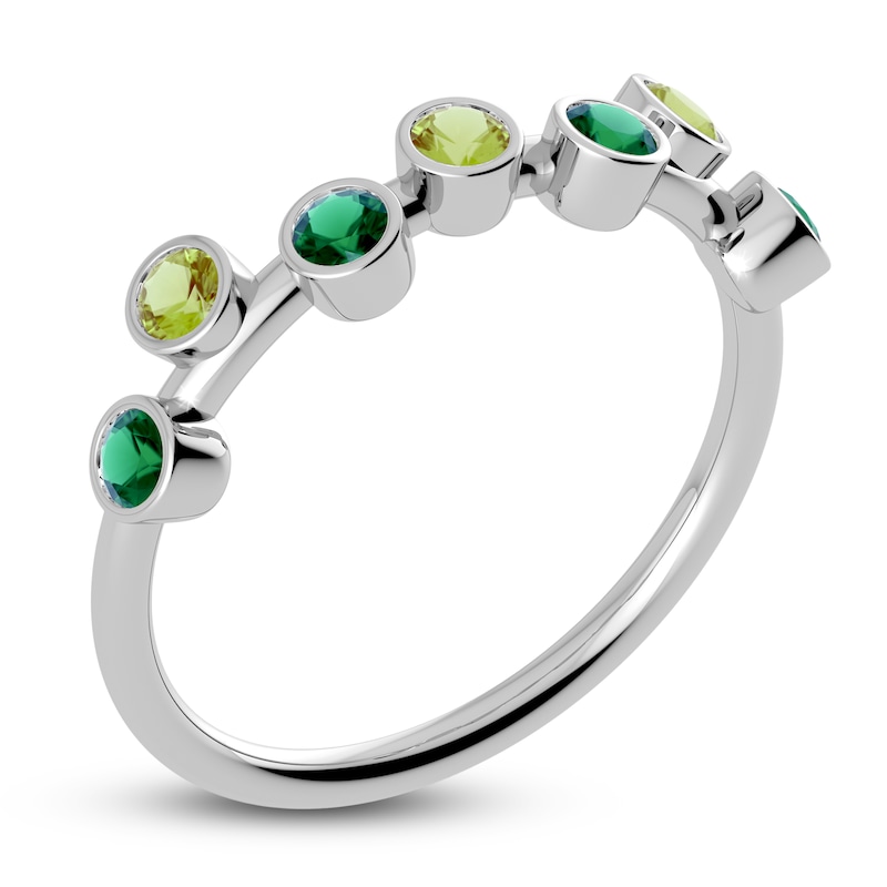 Main Image 2 of Juliette Maison Natural Emerald & Natural Peridot Ring 10K White Gold