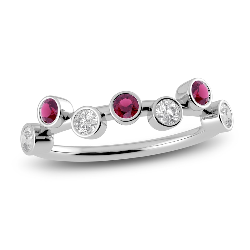 Main Image 1 of Juliette Maison Natural Rhodolite Garnet & Natural White Sapphire Ring 10K White Gold