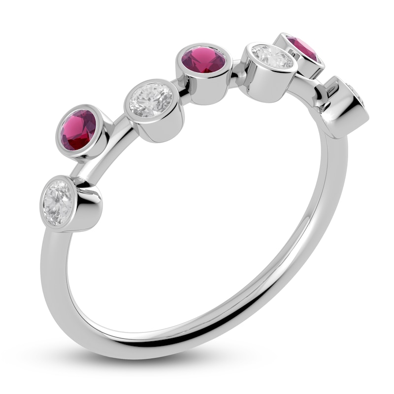 Main Image 2 of Juliette Maison Natural Rhodolite Garnet & Natural White Sapphire Ring 10K White Gold