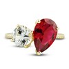 Thumbnail Image 2 of White Lab-Created Sapphire & Lab-Created Ruby Ring 1/15 ct tw Diamonds 10K Yellow Gold