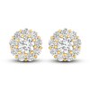 Thumbnail Image 2 of Lab-Grown Diamond Halo Earrings 2 ct tw Round 14K Yellow Gold