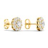 Thumbnail Image 4 of Lab-Grown Diamond Halo Earrings 2 ct tw Round 14K Yellow Gold
