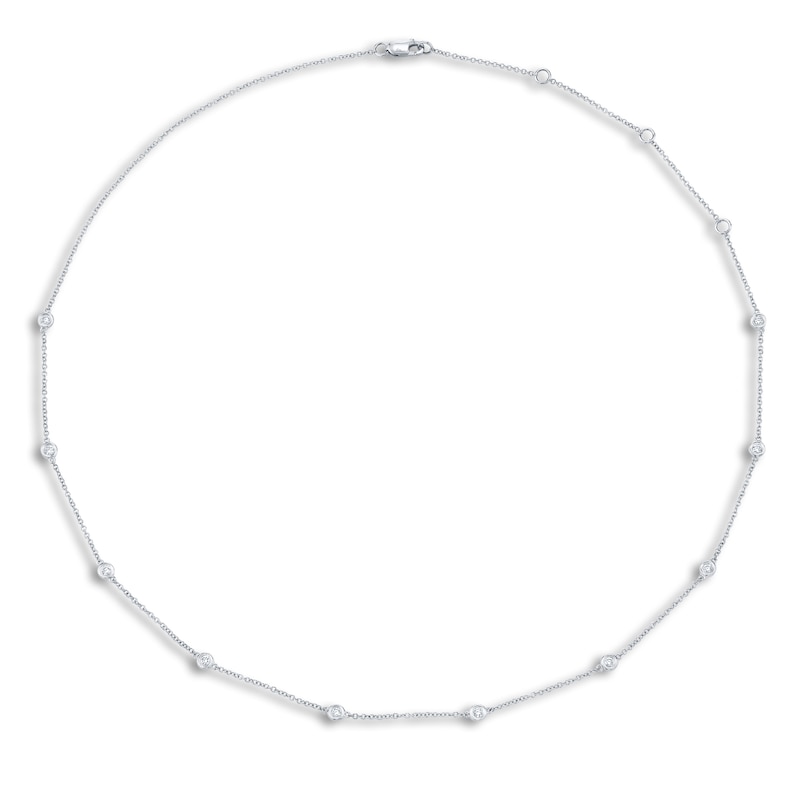 Main Image 1 of Shy Creation Diamond Station Necklace 1/5 ct tw Round 14K White Gold 18" SC22003837