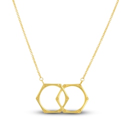Locked Hexagons Necklace 14K Yellow Gold 18"