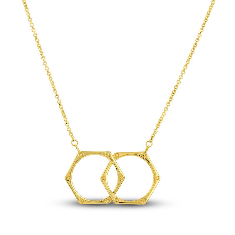Main Image 1 of Locked Hexagons Necklace 14K Yellow Gold 18"