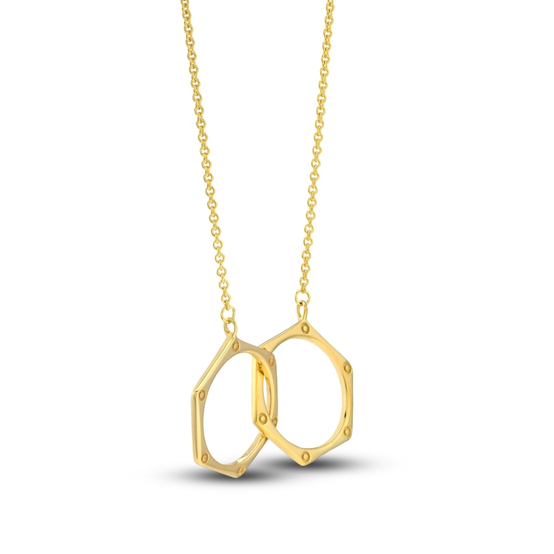 Main Image 2 of Locked Hexagons Necklace 14K Yellow Gold 18"