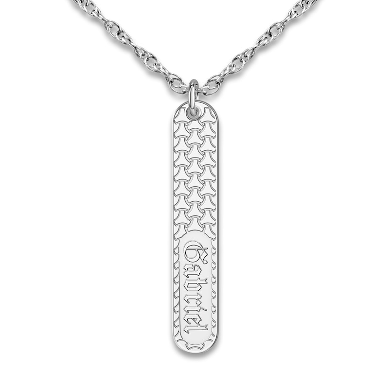 Engravable Pendant Necklace 14K White Gold 18"