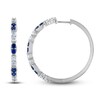 Vera Wang WISH Natural Blue Sapphire Hoop Earrings 1-1/4 ct tw Diamonds 10K White Gold