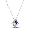 Thumbnail Image 1 of Vera Wang WISH Natural Blue Sapphire Pendant Necklace 1/4 ct tw Diamonds 10K White Gold 19"