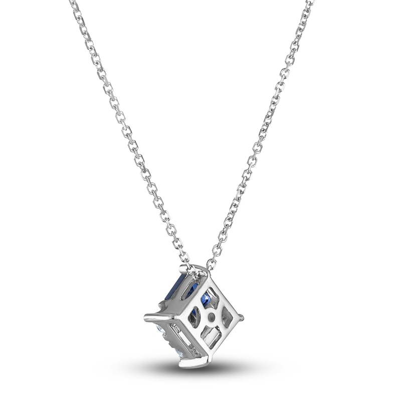 Vera Wang WISH Natural Blue Sapphire Pendant Necklace 1/4 ct tw Diamonds 10K White Gold 19"