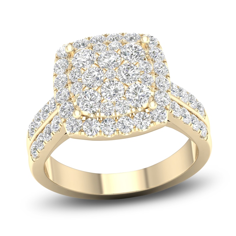 Main Image 1 of Diamond Cushion Engagement Ring 1-1/2 ct tw Round 14K Yellow Gold