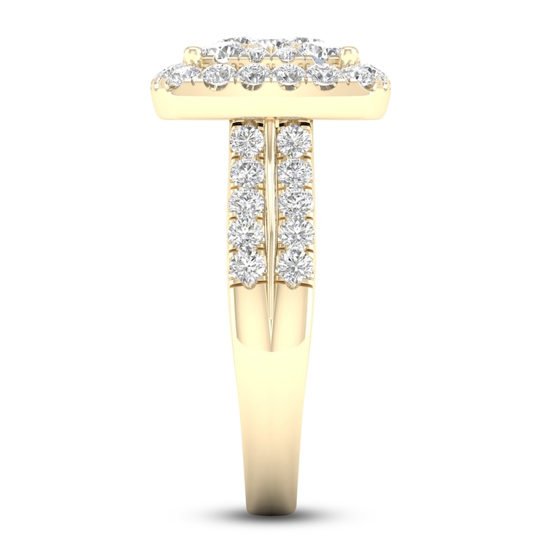 Main Image 3 of Diamond Cushion Engagement Ring 1-1/2 ct tw Round 14K Yellow Gold
