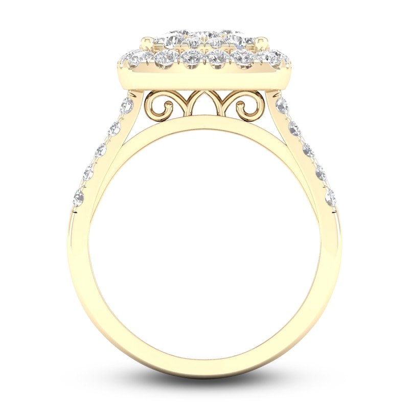 Main Image 4 of Diamond Cushion Engagement Ring 1-1/2 ct tw Round 14K Yellow Gold