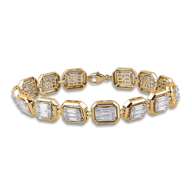 Diamond Tennis Bracelet 3 ct tw Baguette 14K Two-Tone 7"