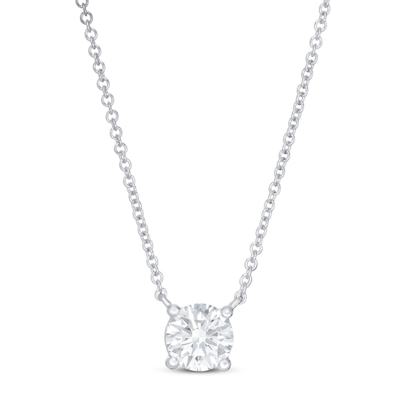Jared Signature Lab-Grown Diamond Solitaire Necklace 1 ct tw Round 14K White Gold 19" (SI2/F)