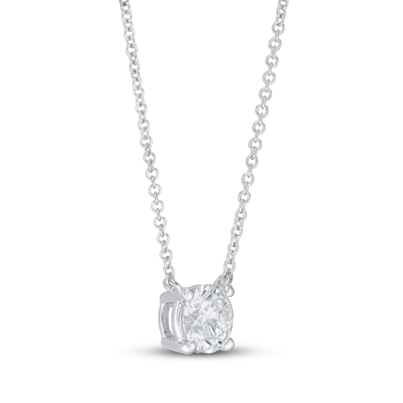 Lab-Created Diamond Solitaire Necklace 1 ct tw Round 14K White Gold 19" (SI2/F)