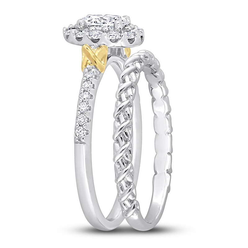 Main Image 2 of Y-Knot Diamond Bridal Set 3/4 ct tw Oval/Round 14K Two-Tone Gold
