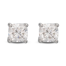 Lab-Grown Diamond Solitaire Stud Earrings 1 ct tw Cushion 14K White Gold (SI2/F)