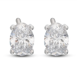Lab-Grown Diamond Solitaire Stud Earrings 1 ct tw Oval 14K White Gold (SI2/F)