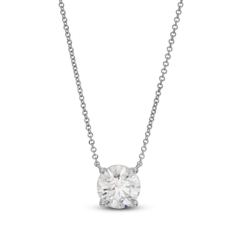 Lab-Created Diamond Solitaire Necklace 4 ct tw Round 14K White Gold 19 ...
