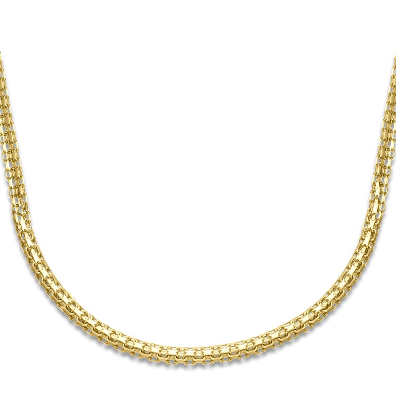 Main Image 1 of LUSSO by Italia D'Oro Solid Men's Bismarck Chain Necklace 14K Yellow Gold 24" 2.6mm