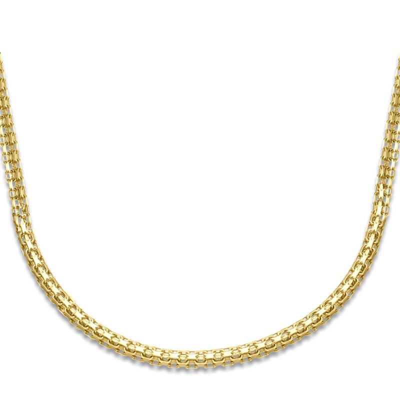 LUSSO by Italia D'Oro Men's Bismarck Chain Necklace 14K Yellow Gold 24" 2.6mm