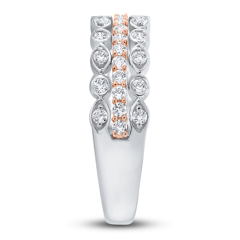 Main Image 4 of Diamond Bezel Double Row Ring 1/2 ct tw Round 14K Two-Tone Gold