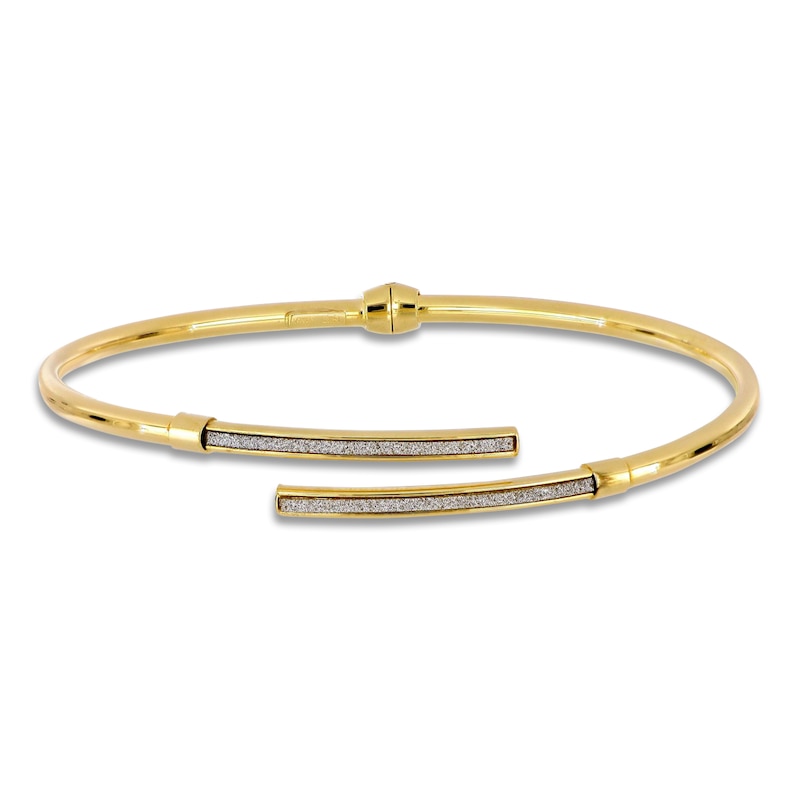 Main Image 1 of Italia D'Oro Glitter Bypass Bangle Bracelet 14K Yellow Gold 3.0mm