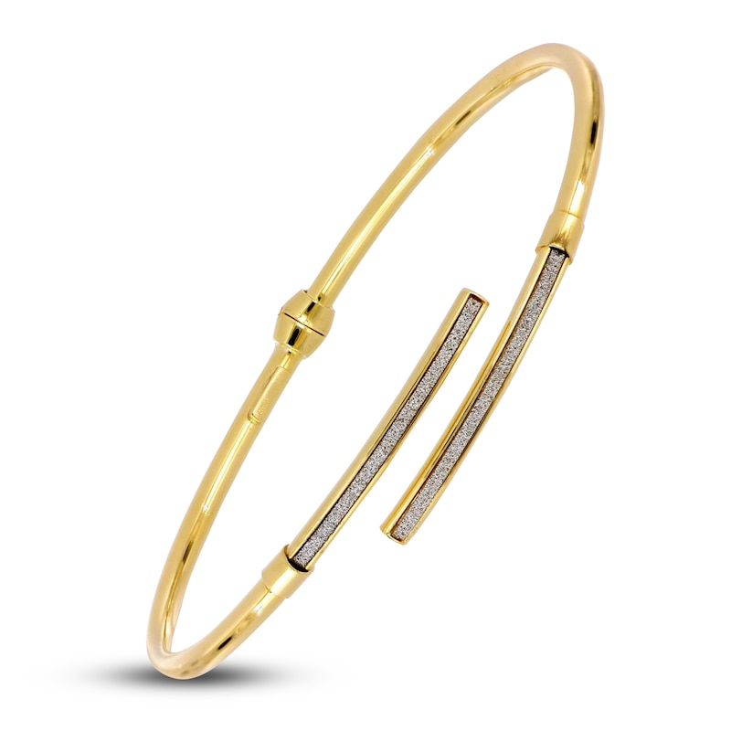 Main Image 2 of Italia D'Oro Glitter Bypass Bangle Bracelet 14K Yellow Gold 3.0mm